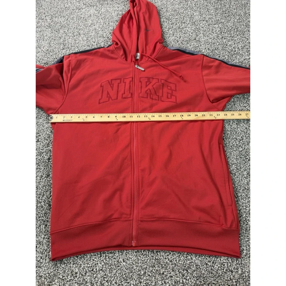 Vintage Y2K Nike Men's Graphic Full Zip Hoodie Size Large Red